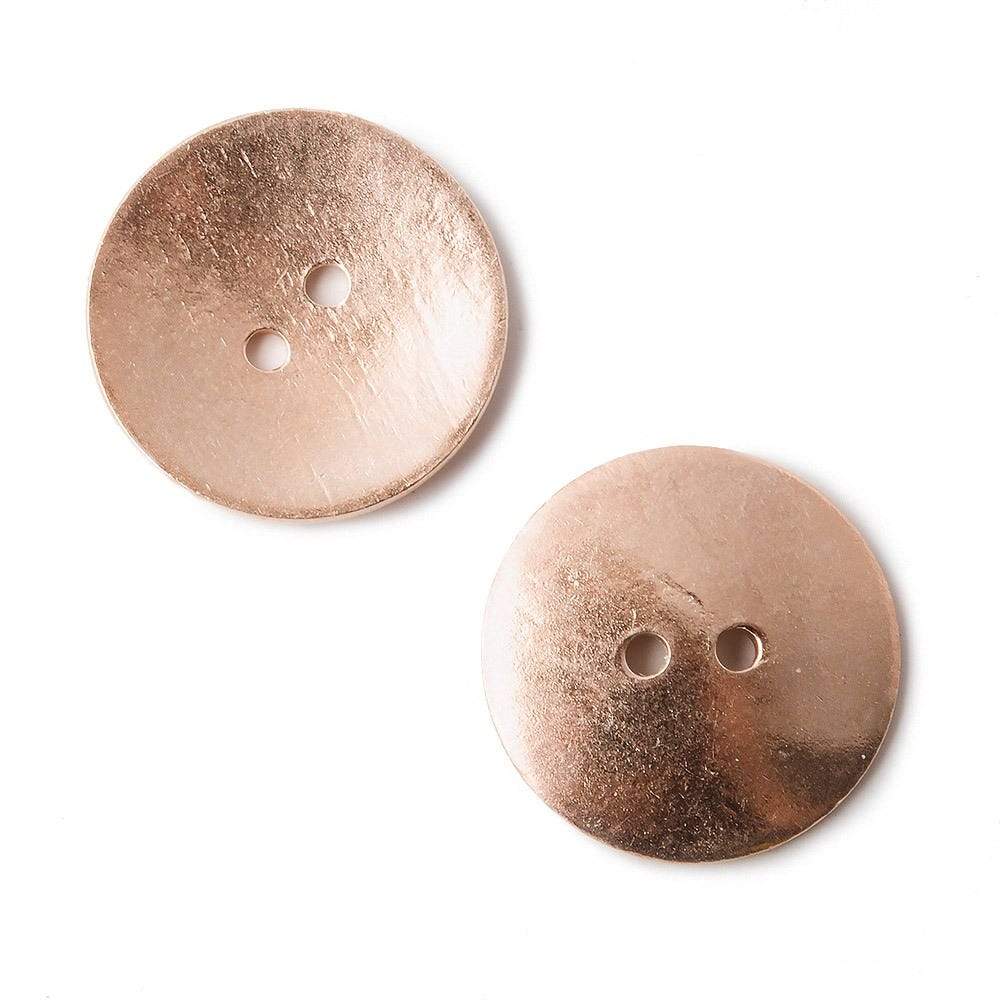20mm Rose Gold Brushed Metal Disc Buttons - Pack of 6 - AtlantaFindingsCompany