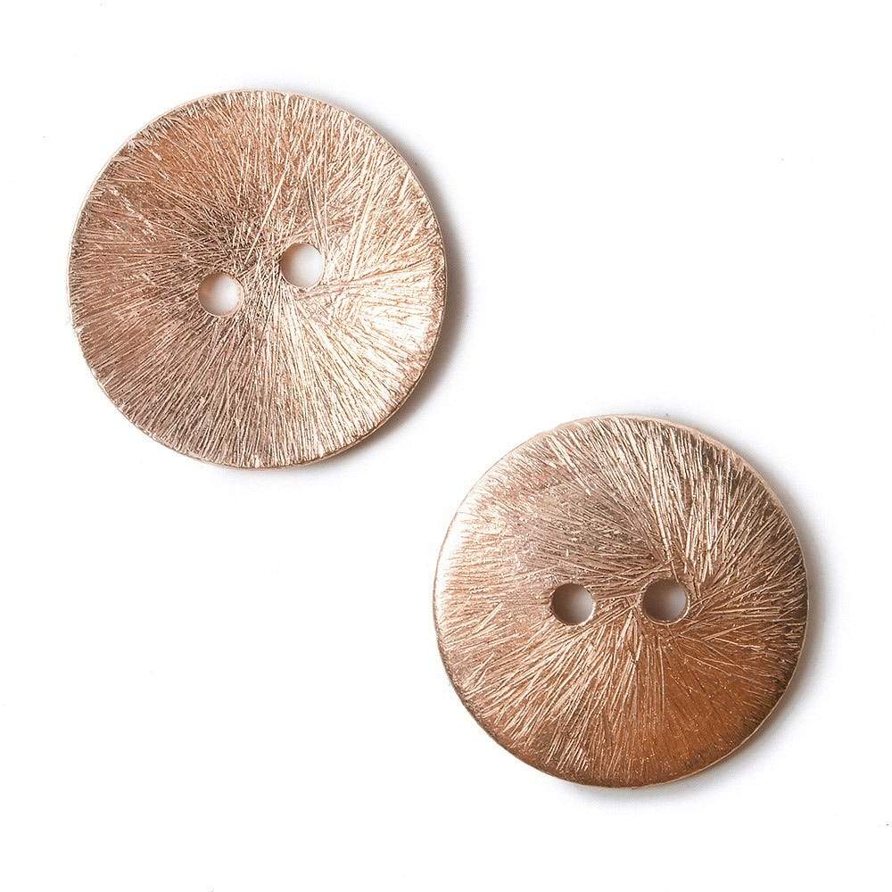 20mm Rose Gold Round Brushed Metal Button - Pack of 6 - AtlantaFindingsCompany