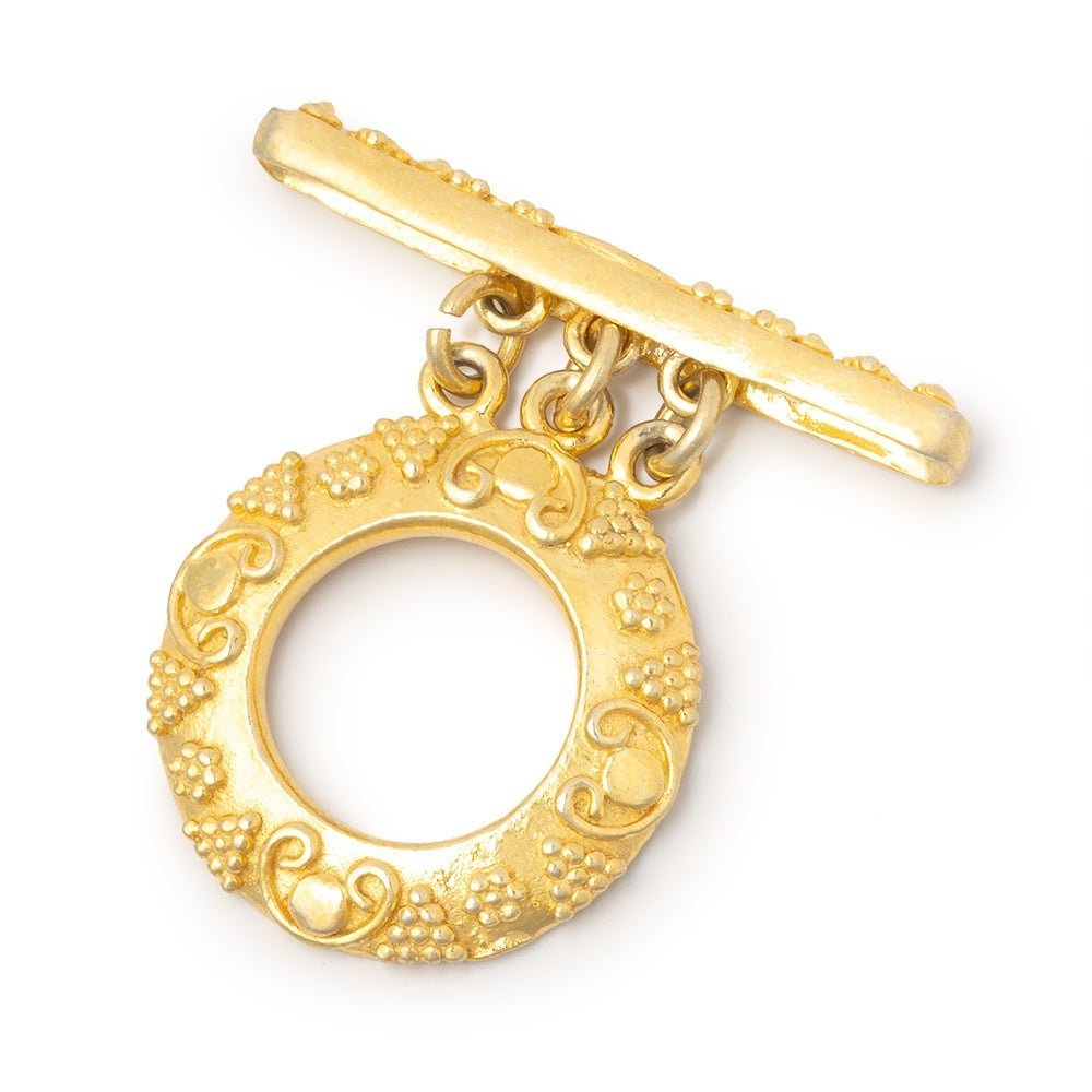 20mm Sterling Silver Gold Vermeil Triple Strand Toggle Clasp - AtlantaFindingsCompany