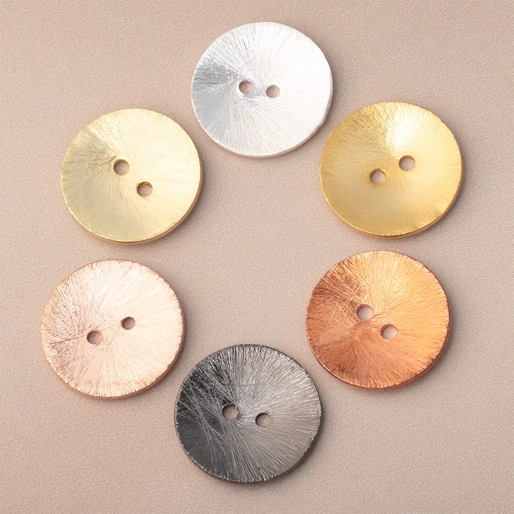 20mm Round Buttons with a Brushed Finish - Set of 6 - Atlanta Findings