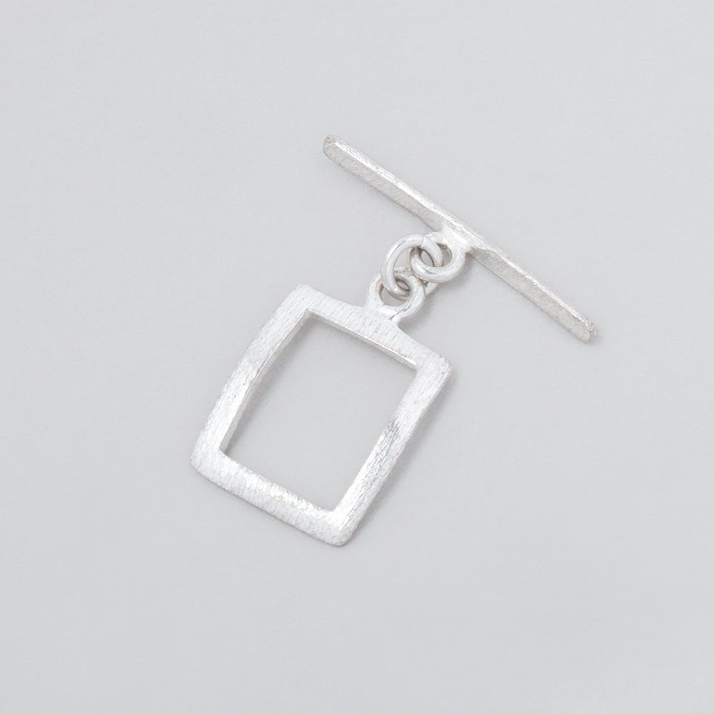 16x13mm Sterling Silver Brushed Rectangular Toggle Clasp - 1 Piece - AtlantaFindingsCompany