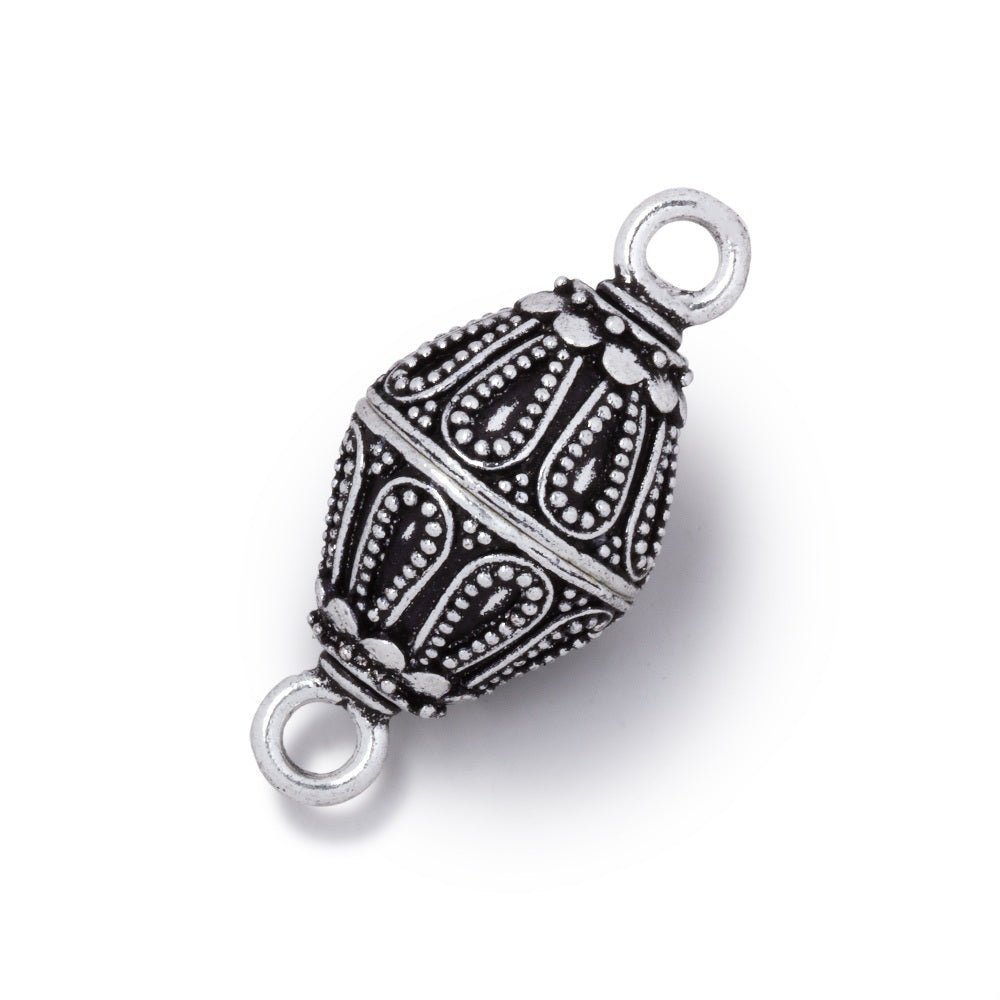 20x14.5mm Miligrain Tear Drop Magnetic Clasp - Bicone Shaped, Plated, Jewelry Finding - AtlantaFindingsCompany