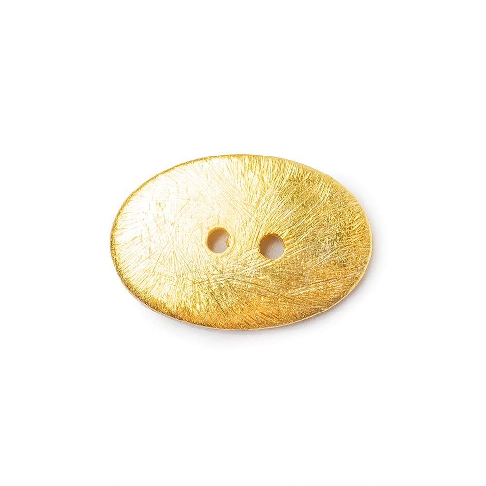20x14mm 22kt Gold Plated Oval Button - Brushed Finish (6 Pack) - AtlantaFindingsCompany