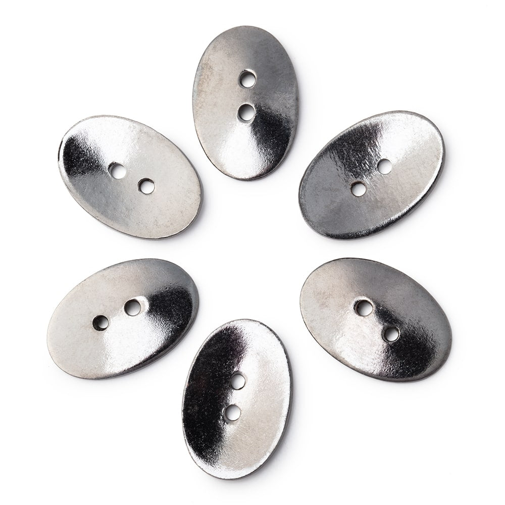 20x14mm Black Gold Oval Button - Set of 6 - AtlantaFindingsCompany