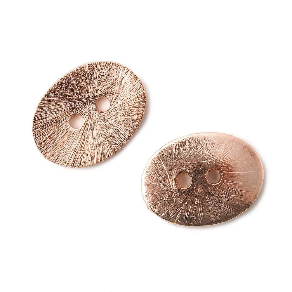 20x14mm Rose Gold Brushed Oval Metal Button - Pack of 6 - AtlantaFindingsCompany