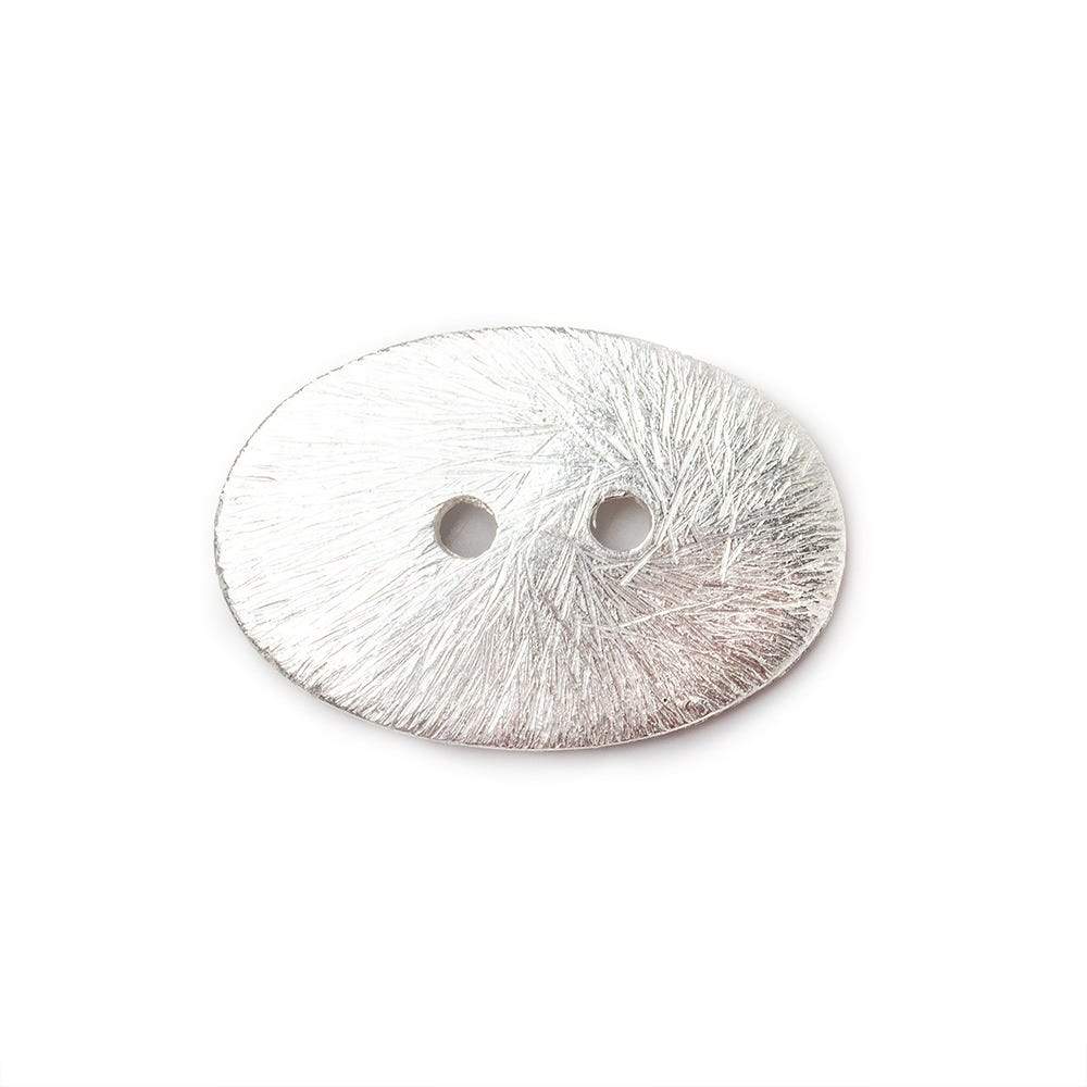 20x14mm Silver - Plated Oval Brushed Button - 6 Piece Pack - AtlantaFindingsCompany