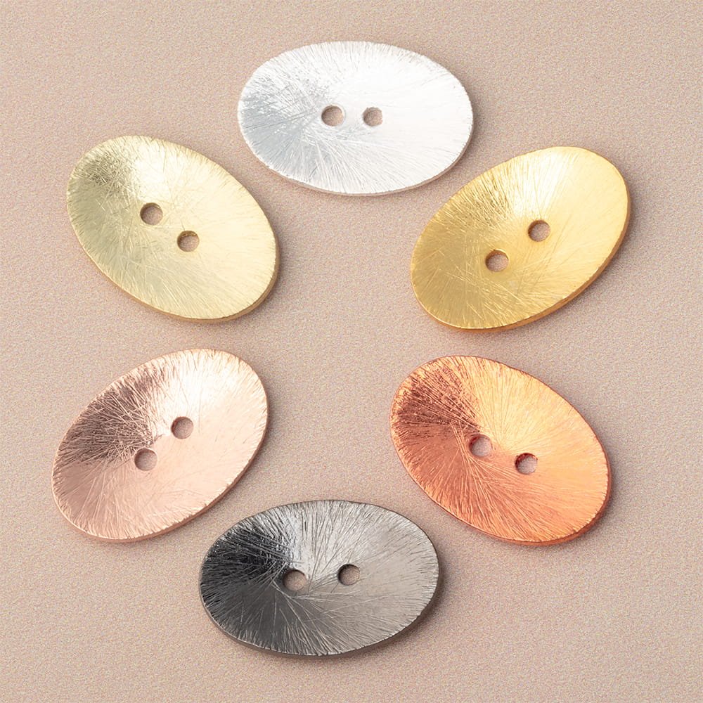 20x14mm Oval Buttons with a Brushed Finish - Set of 6 - Atlanta Findings