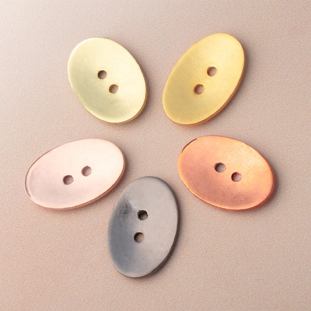 20x14mm Oval Buttons with a Polished Finish - Set of 6 - Atlanta Findings