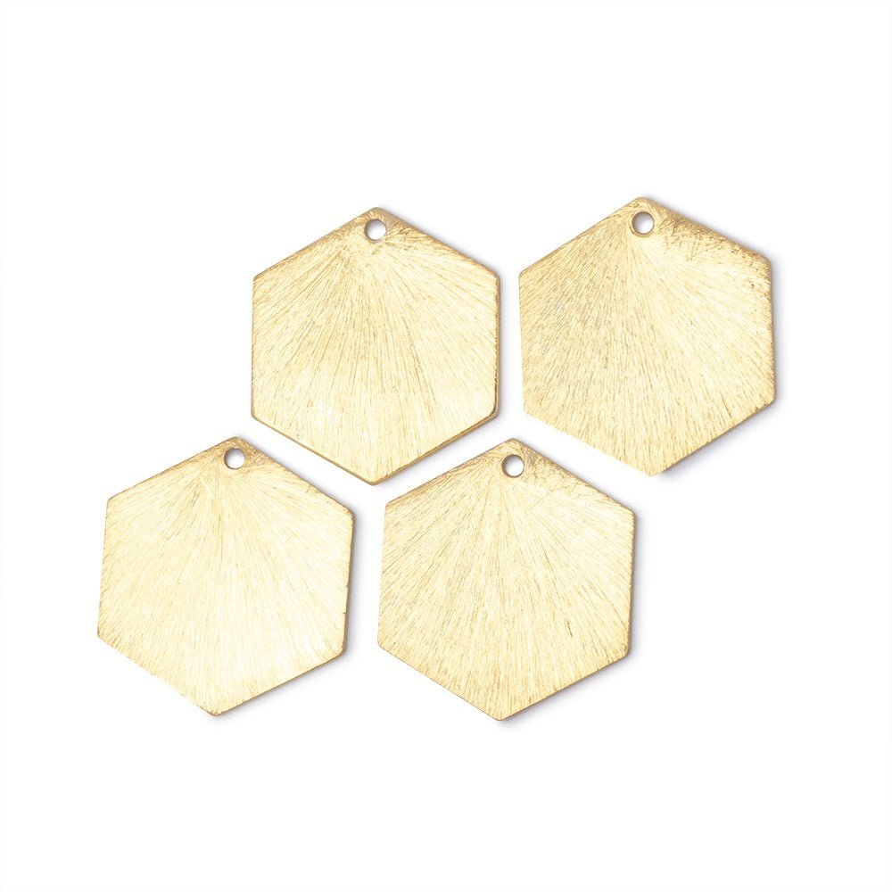 20x18mm Brushed Hexagon Charm Set of 4 pieces - AtlantaFindingsCompany