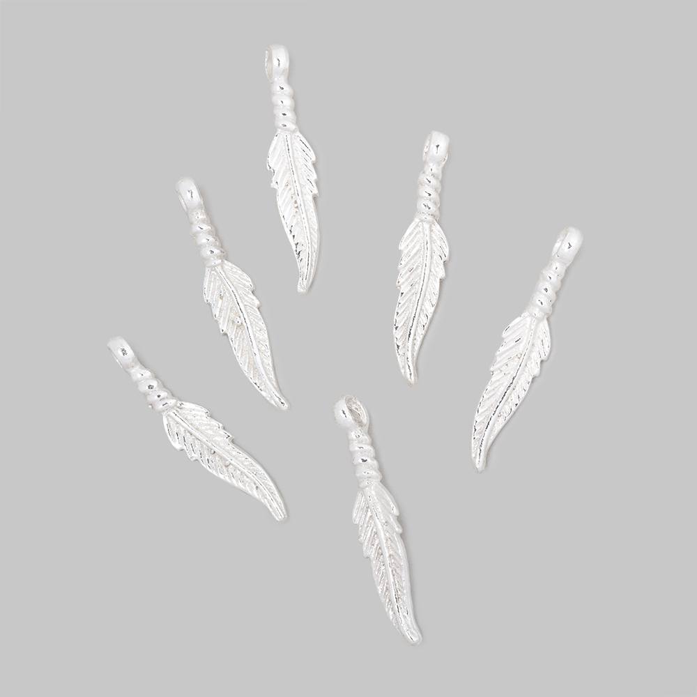 20x5mm Feather Pendant Charm Set of 6 pieces - AtlantaFindingsCompany