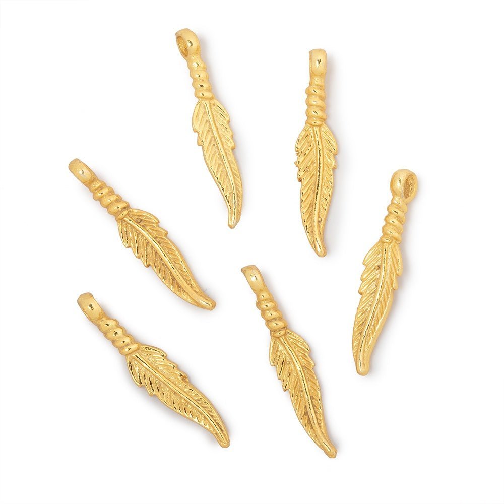 20x5mm Feather Pendant Charm Set of 6 pieces - AtlantaFindingsCompany