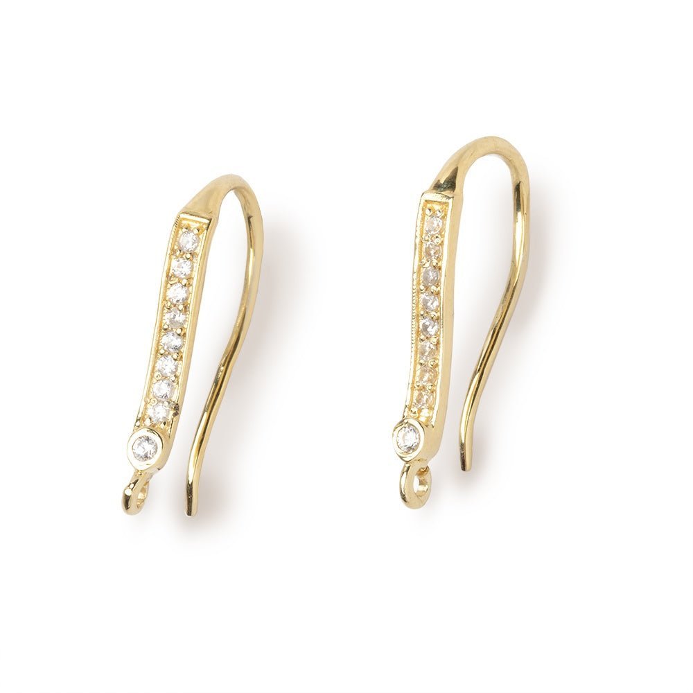 21mm Cubic Zirconia Ear Wire Set of 2 pieces - AtlantaFindingsCompany