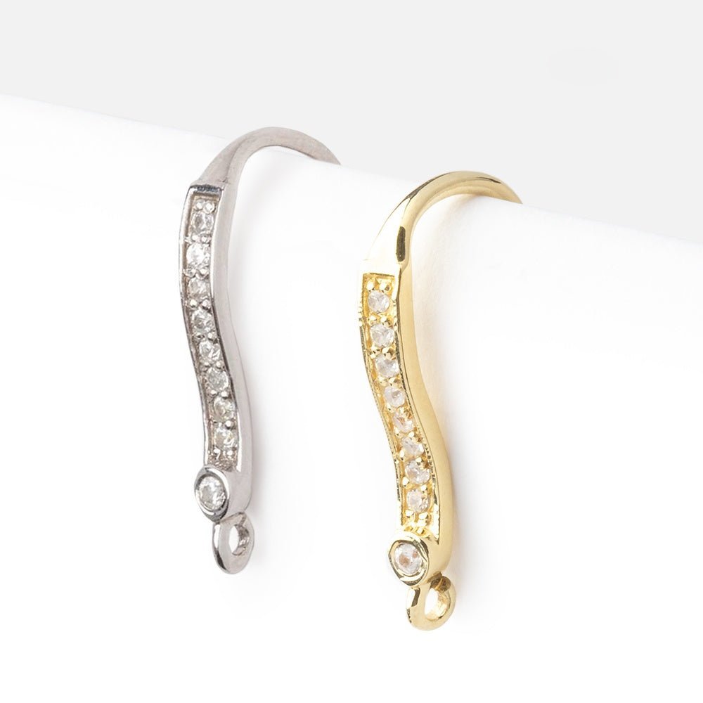 21mm Cubic Zirconia Ear Wire Set of 2 pieces - AtlantaFindingsCompany