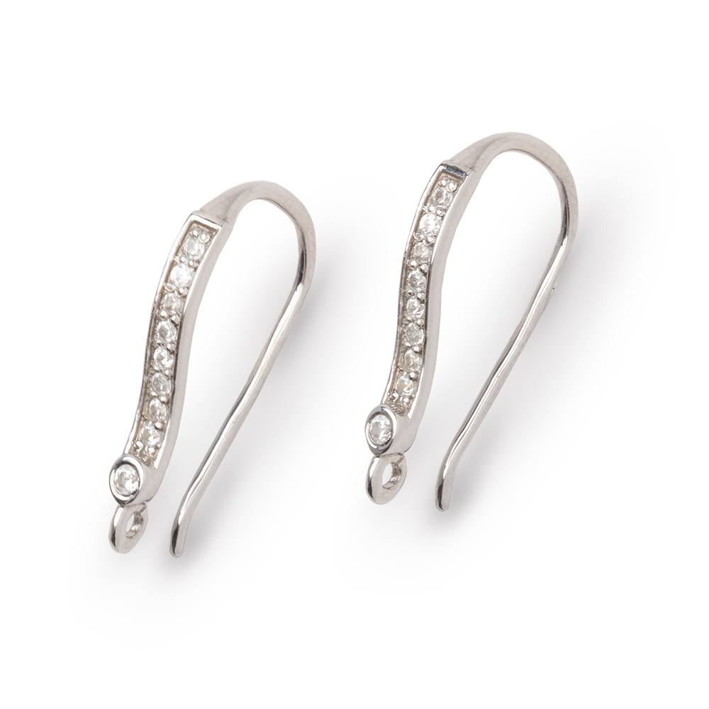 21mm Cubic Zirconia Ear Wire Set of 2 pieces - AtlantaFindingsCompany