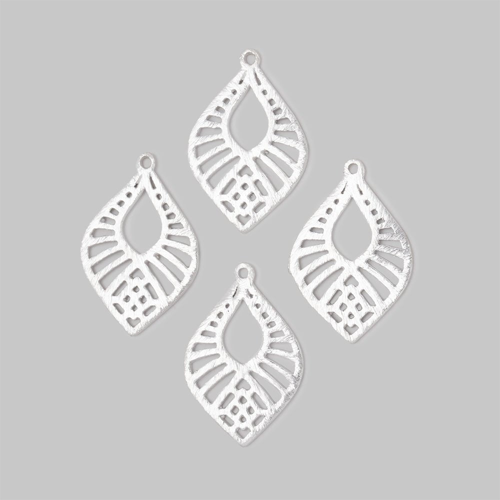 21x15.5mm Brushed Filigree Tear Drop Charm Set of 4 pieces - AtlantaFindingsCompany