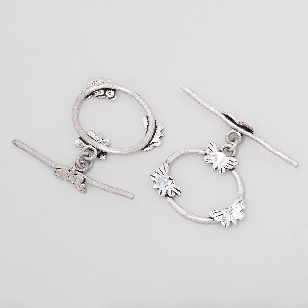 21x26mm Antiqued Sterling Silver Oval Butterfly Toggle Clasp - AtlantaFindingsCompany