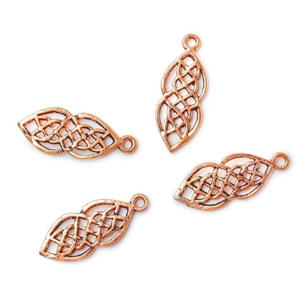 21x8mm Copper Charm Filigree Celtic Weave Set of 4 - AtlantaFindingsCompany