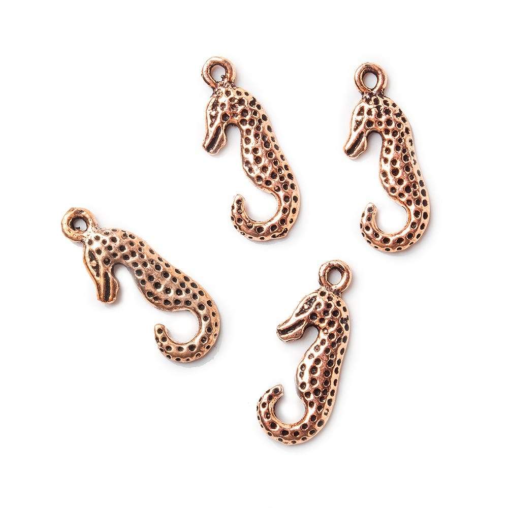 21x8mm Copper Finding Seahorse Charm Set of 4 - AtlantaFindingsCompany