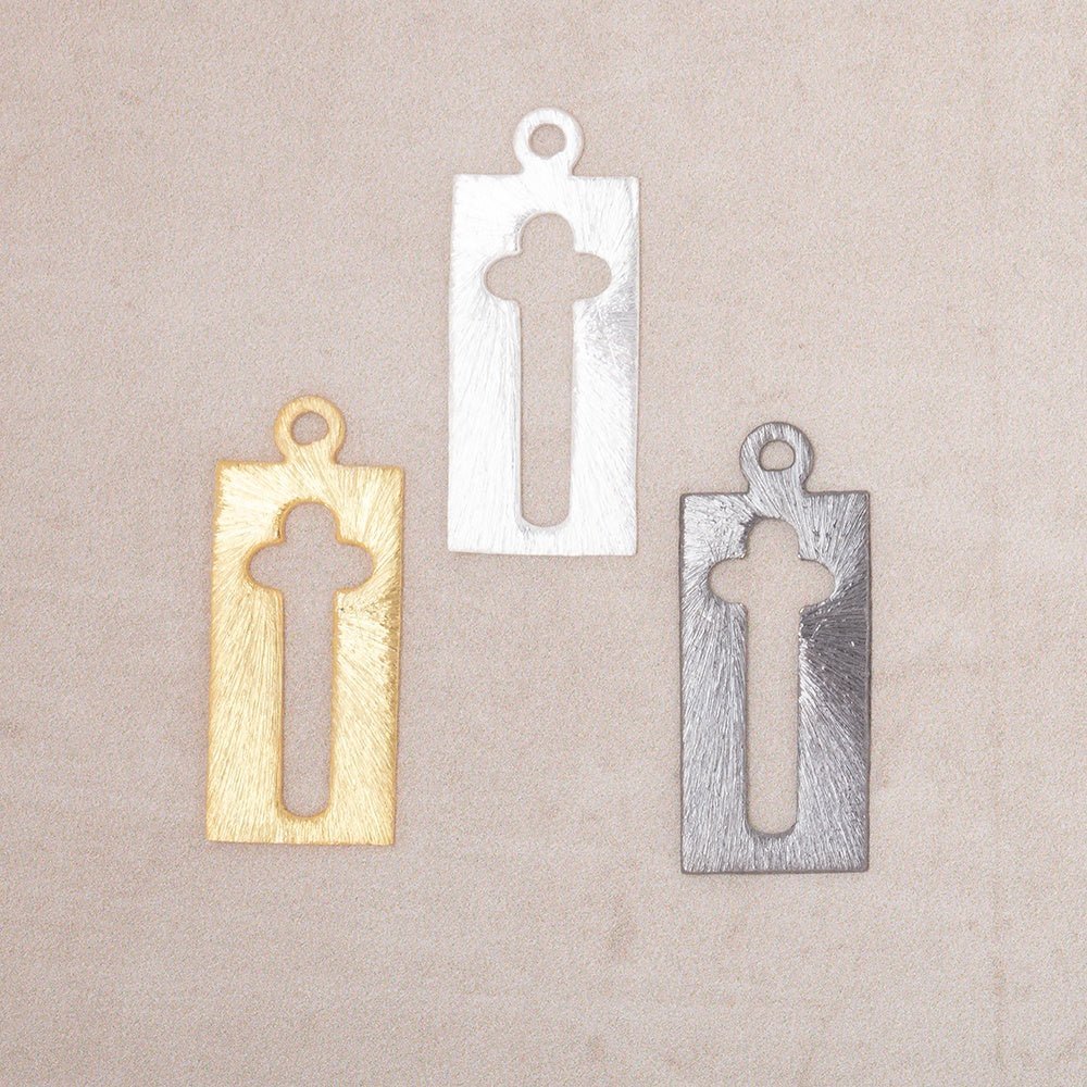 22.5x11mm Brushed Cross Void Charm Set of 4 pieces - AtlantaFindingsCompany