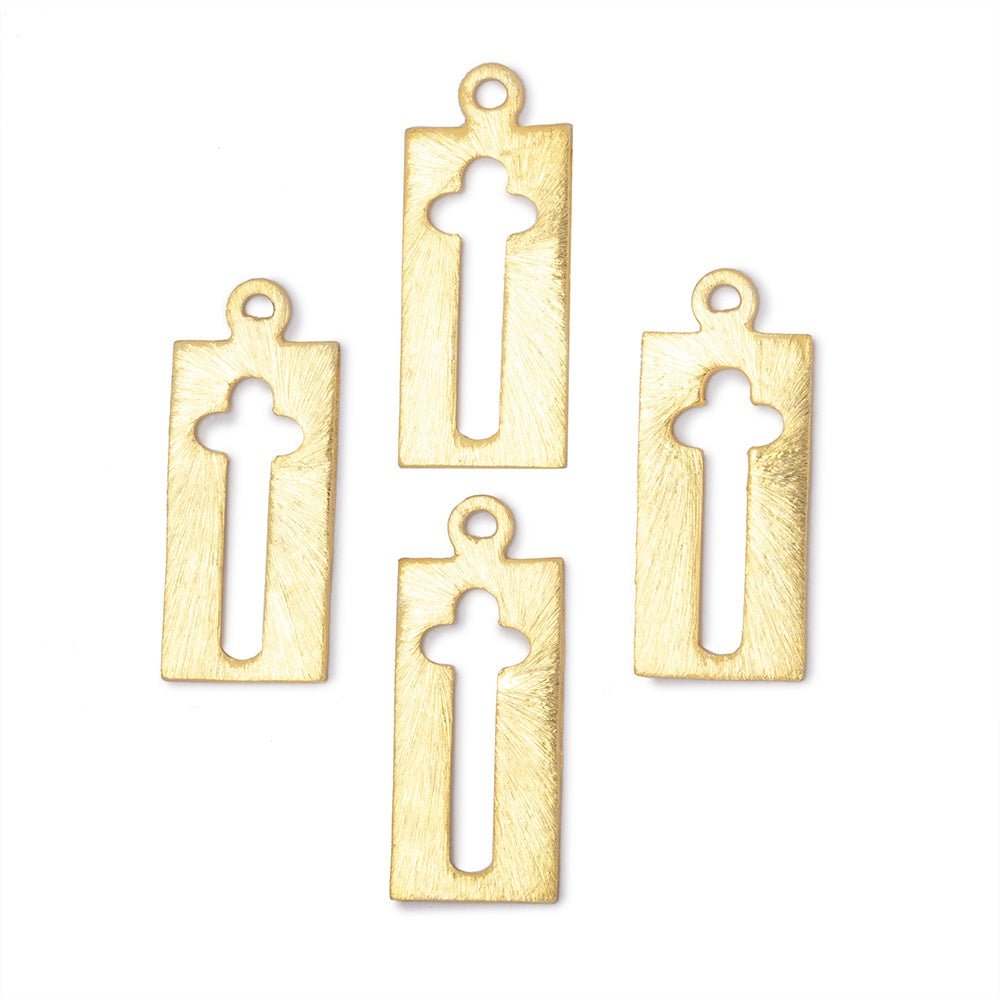 22.5x11mm Brushed Cross Void Charm Set of 4 pieces - AtlantaFindingsCompany