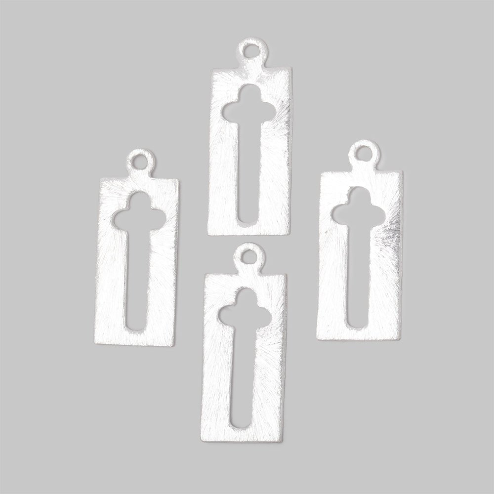 22.5x11mm Brushed Cross Void Charm Set of 4 pieces - AtlantaFindingsCompany