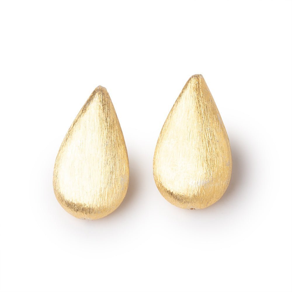 22x13mm 22kt Gold Plated Copper Brushed Pear Beads (Set of 2) - AtlantaFindingsCompany