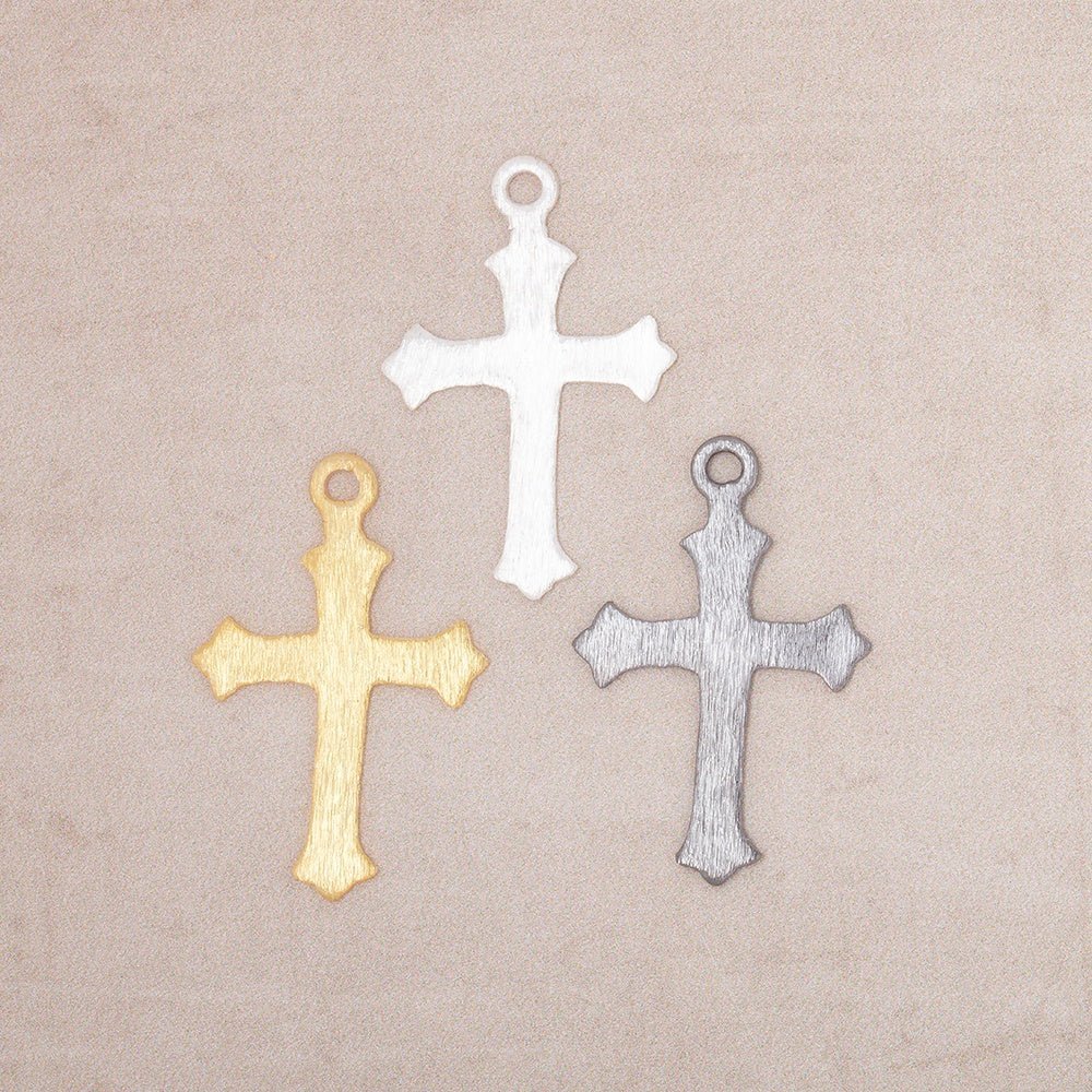 22x18mm Brushed Cross Charm Set of 4 pieces - AtlantaFindingsCompany