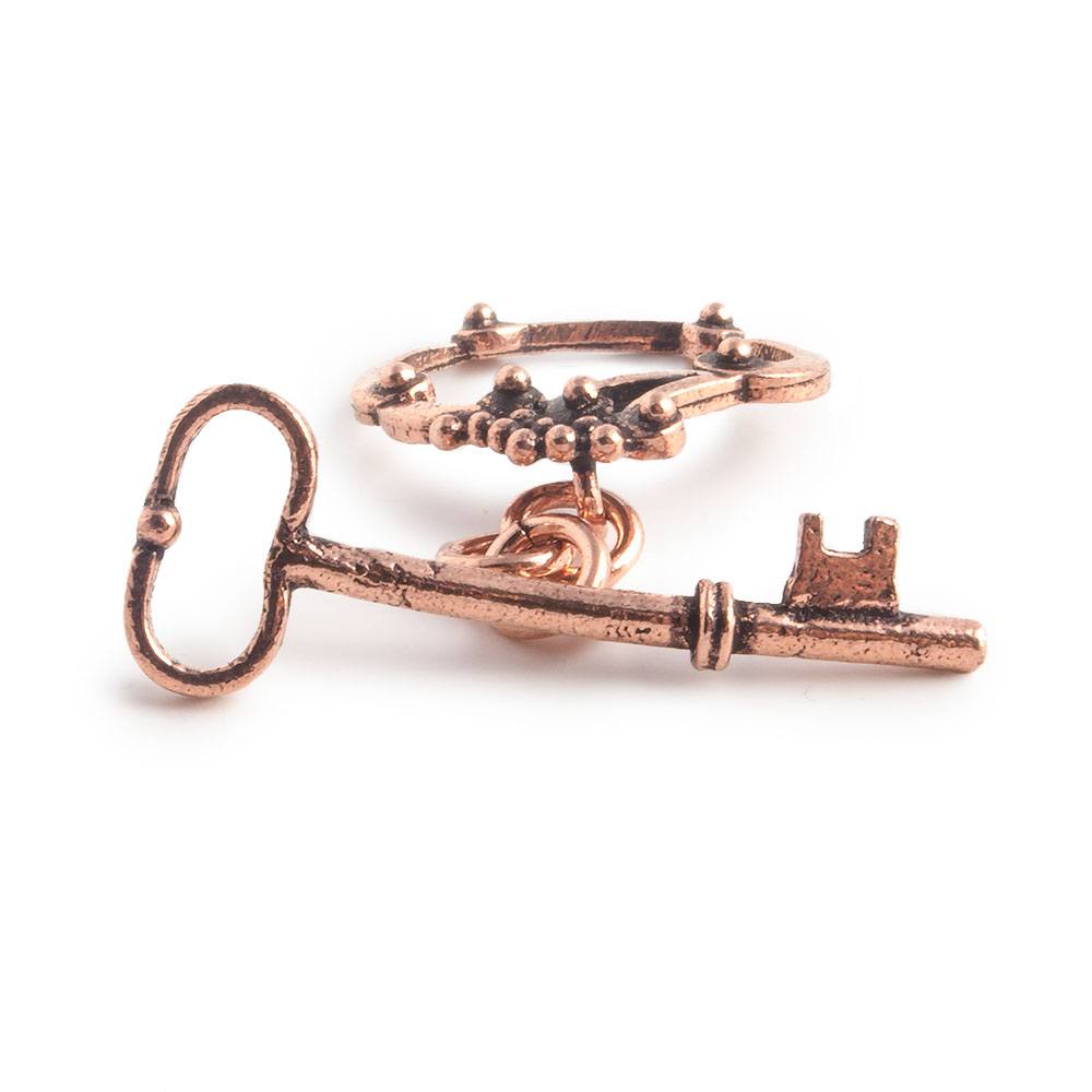 Elegant 22x22mm Victorian Style Copper Toggle Clasp with Key Accent - AtlantaFindingsCompany