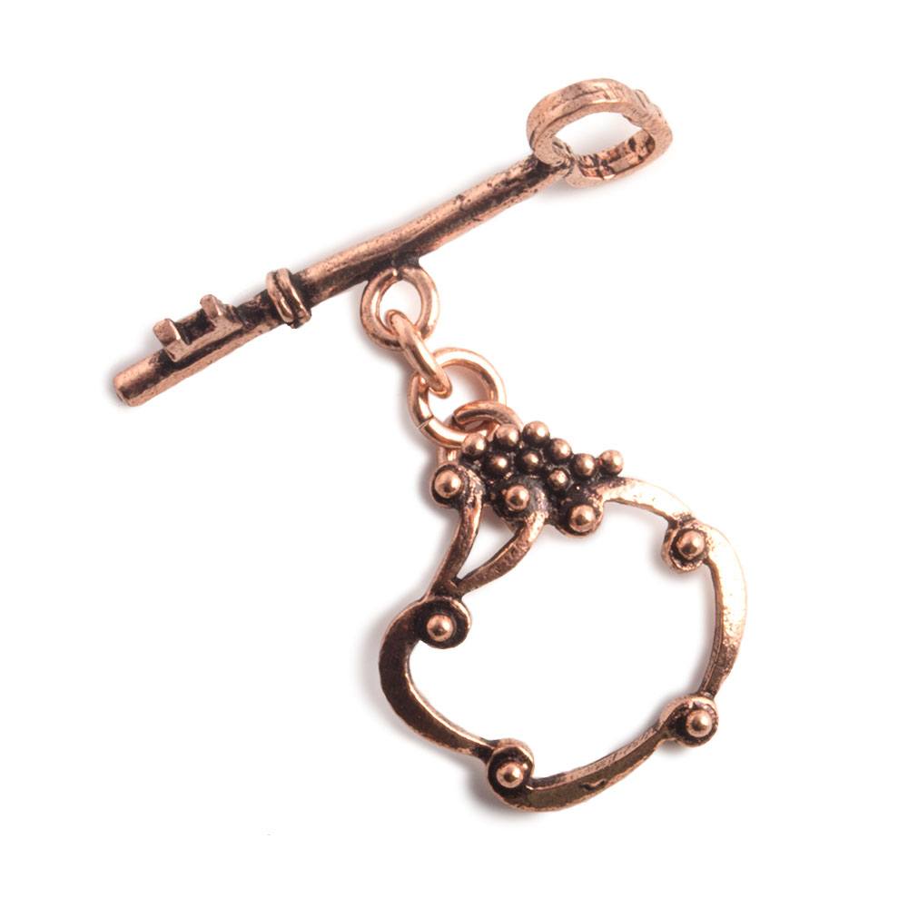 Elegant 22x22mm Victorian Style Copper Toggle Clasp with Key Accent - AtlantaFindingsCompany