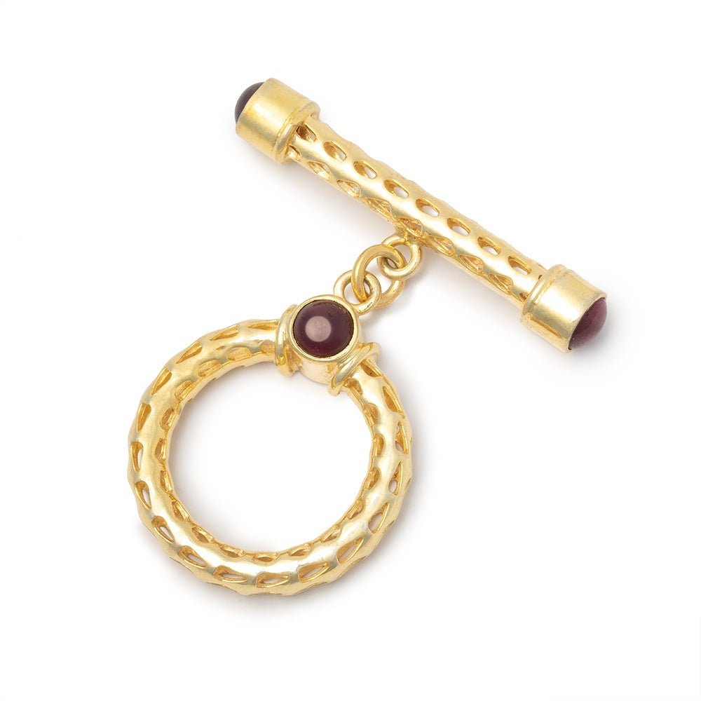 23mm Vermeil Rhodolite Garnet Filigree Toggle Clasp - AtlantaFindingsCompany