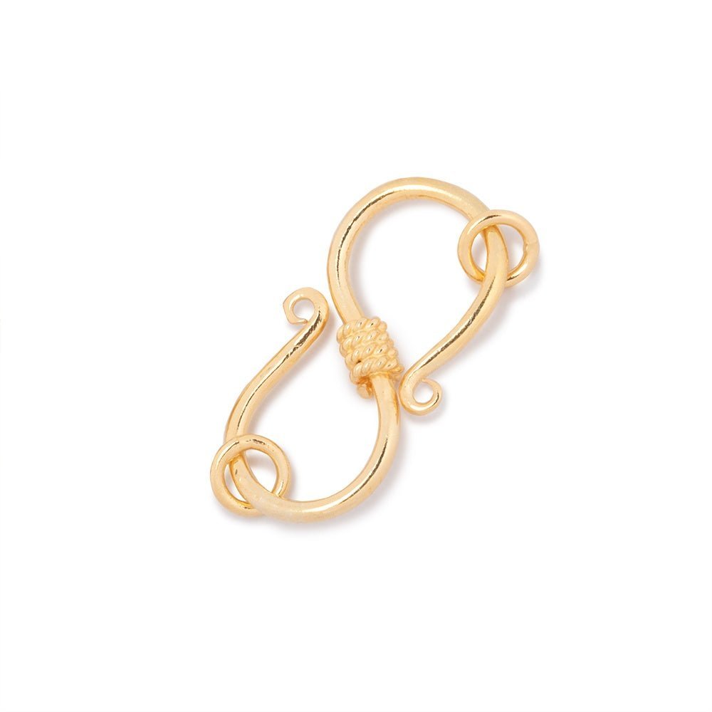 Vermeil S Hook Clasp with Twisted Rope Center - 23x12mm - AtlantaFindingsCompany