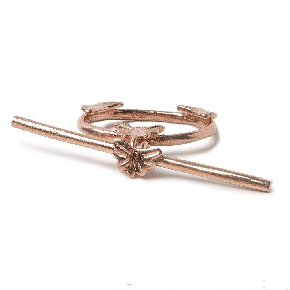 1 pc Rose Gold Plated Sterling Silver 23x24mm Oval Butterfly Toggle Clasp - AtlantaFindingsCompany