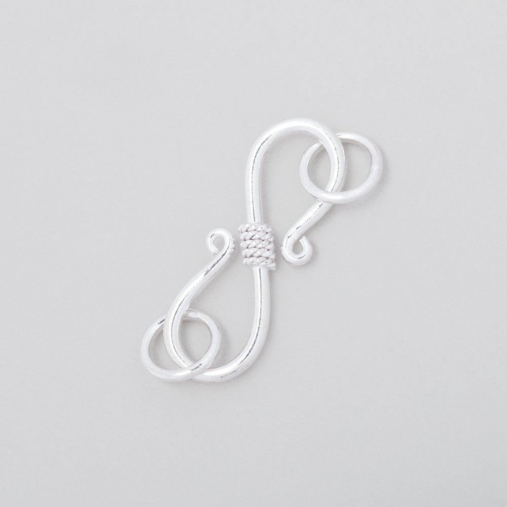 Sterling Silver S Hook Clasp with Center Rope Design - 23x8.5mm (1 Piece) - AtlantaFindingsCompany
