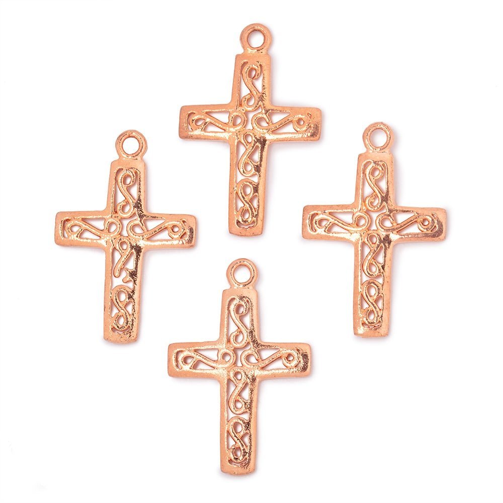 24x18mm Filigree Cross Pendant Charm Set of 4 pieces - AtlantaFindingsCompany