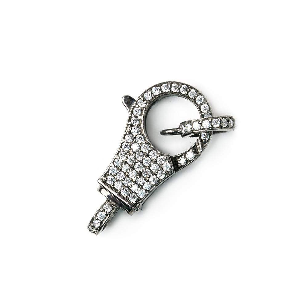 25.5x12mm Black Gold Vermeil Sterling Silver Pave CZ Lobster Clasp with CZ Ring - AtlantaFindingsCompany