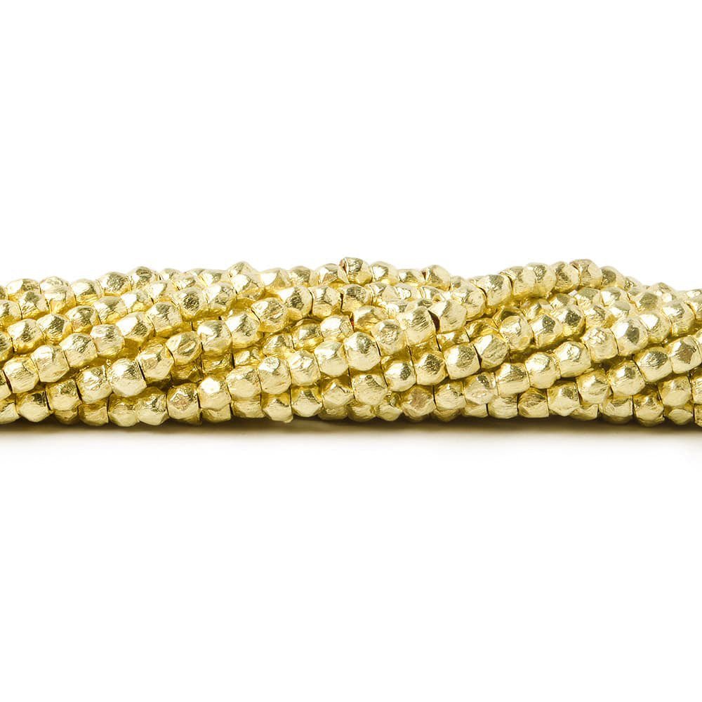 2.5mm Brushed Hand Cut Faceted Nugget Beads - Premium Quality Gemstone Strands - AtlantaFindingsCompany