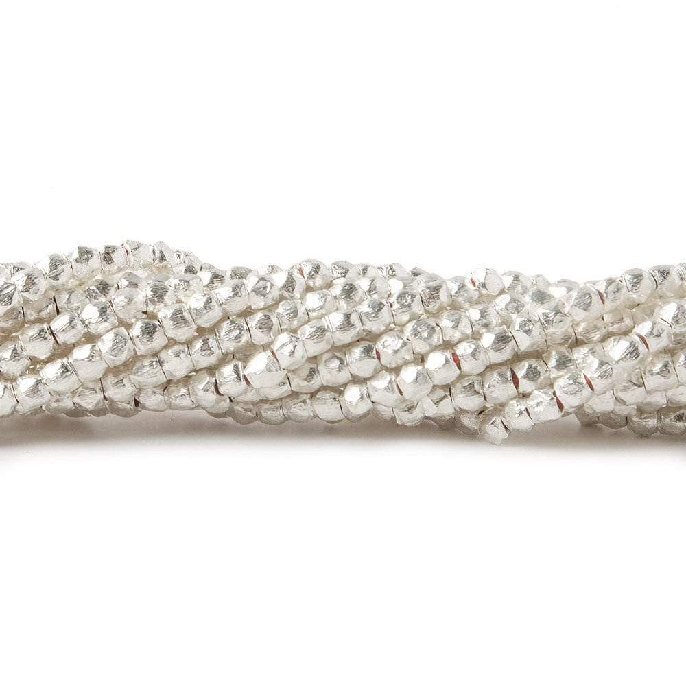 2.5mm Brushed Hand Cut Faceted Nugget Beads - Premium Quality Gemstone Strands - AtlantaFindingsCompany