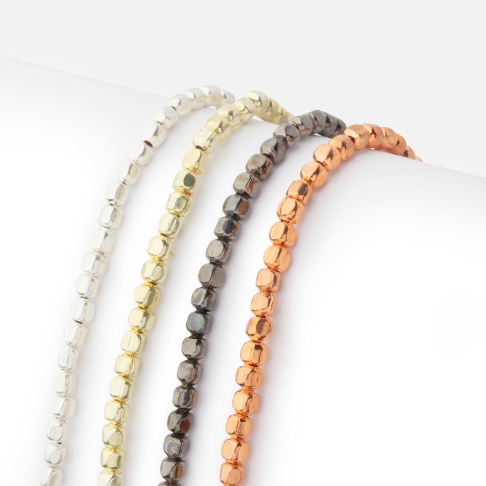 2.5mm Polished Rounded Corner Cube Beads - Shiny Plated Copper - AtlantaFindingsCompany