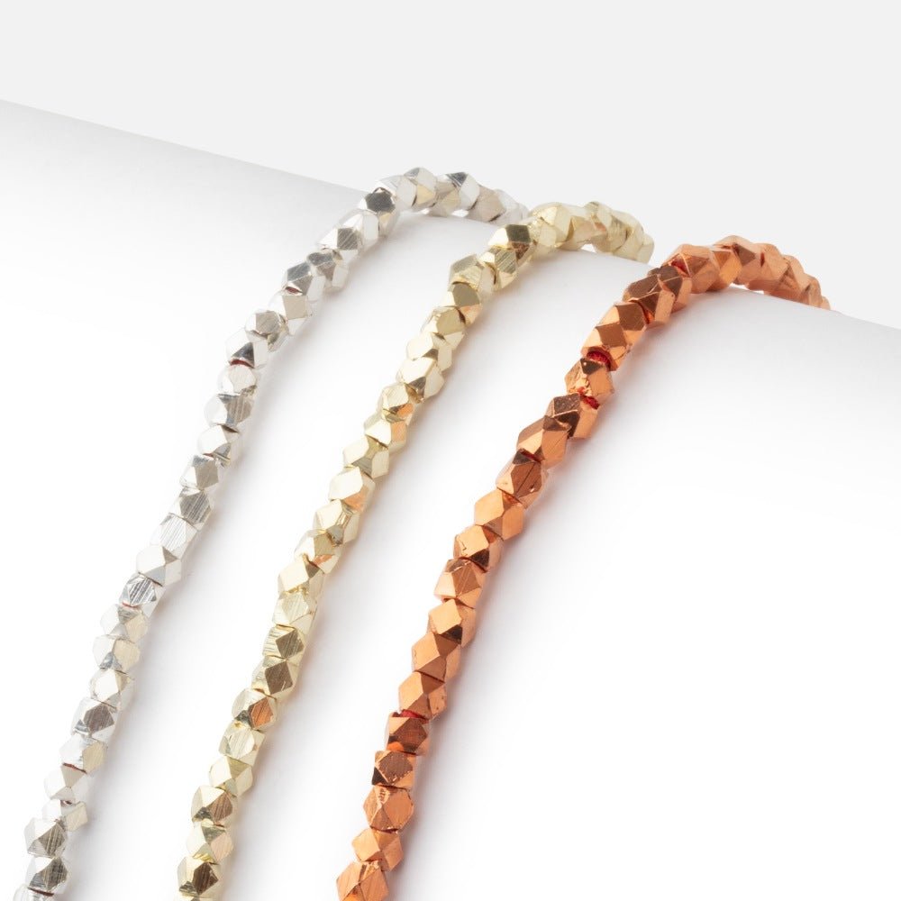2.5mm Shiny Faceted Nugget Beads - 8 Inch Strand, Approx. 80 Pieces - AtlantaFindingsCompany