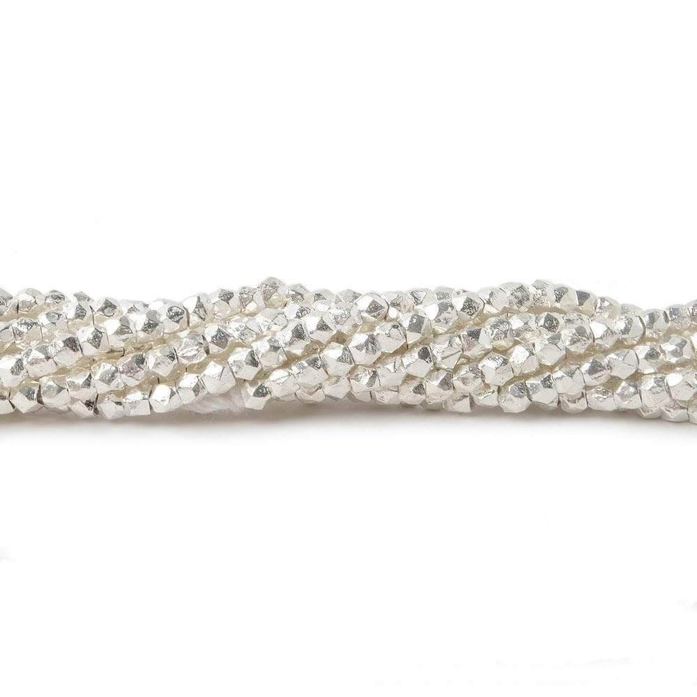 2mm Sterling Silver Faceted Nugget Beads - 3.75 Inch Strand, 50 pcs - AtlantaFindingsCompany