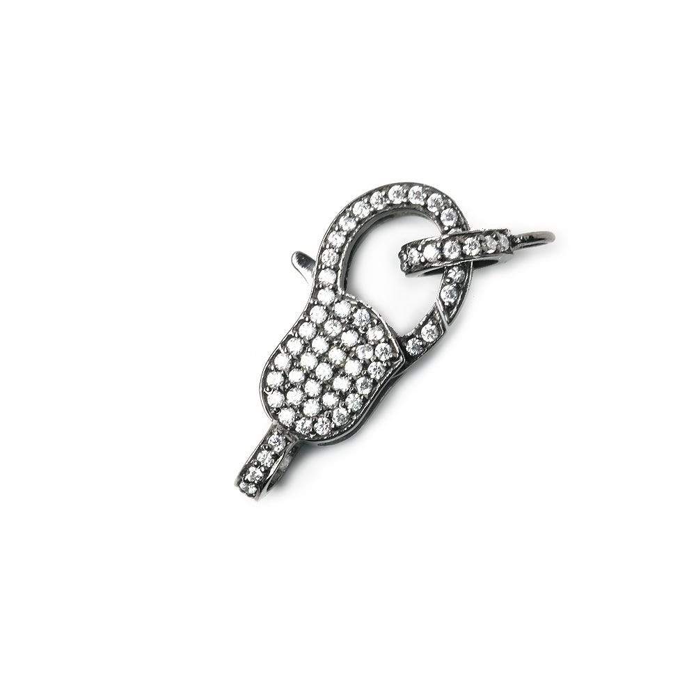 Black Gold Plated Silver Lobster Clasp with CZ - 25x10mm - AtlantaFindingsCompany