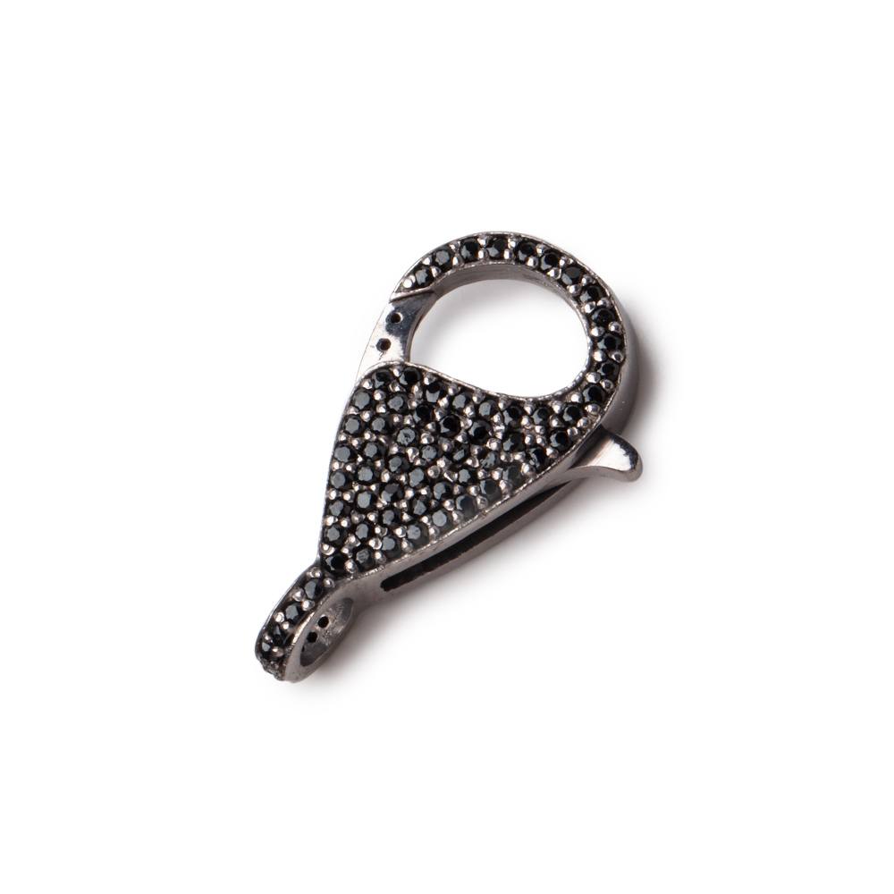 25x13mm Black Gold Plated Sterling Silver Pave Black CZ Lobster Clasp (1 Piece) - AtlantaFindingsCompany