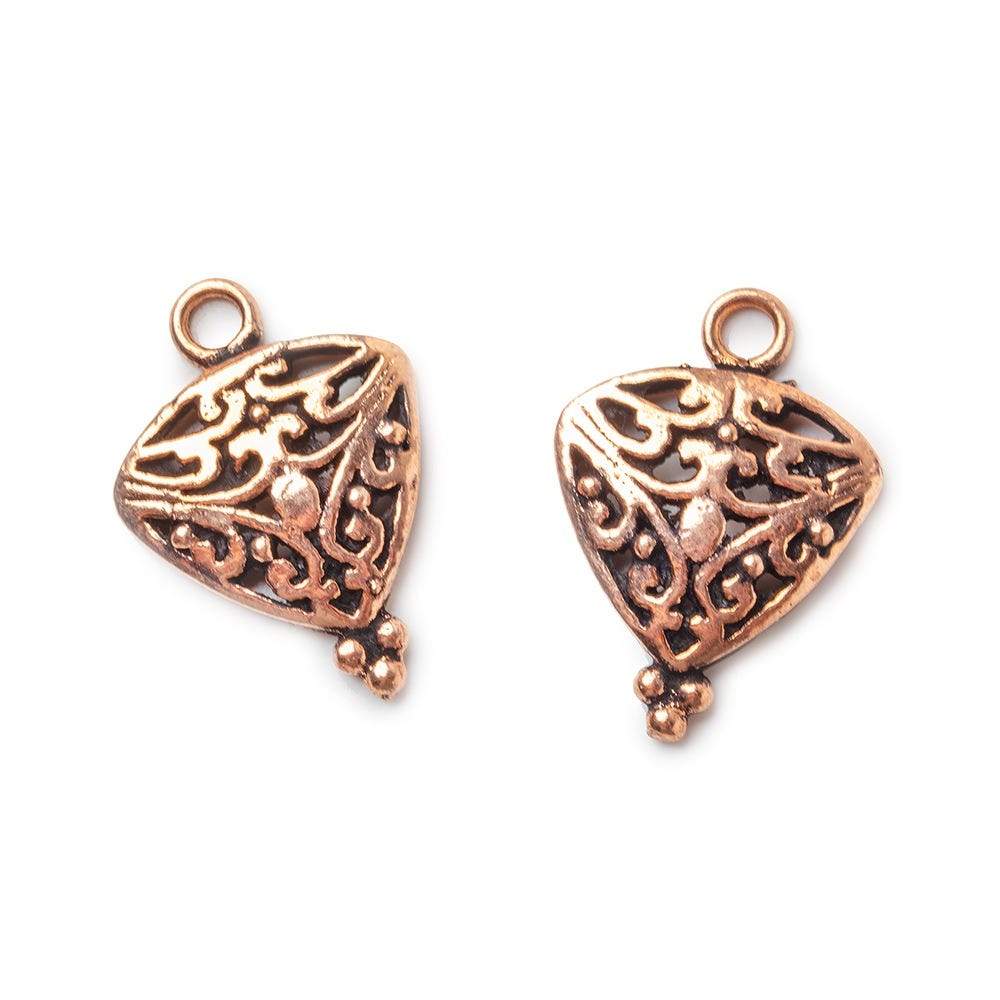 25x16x3.5mm Copper Charm Trillion With Cutout Design Set of 2 - AtlantaFindingsCompany