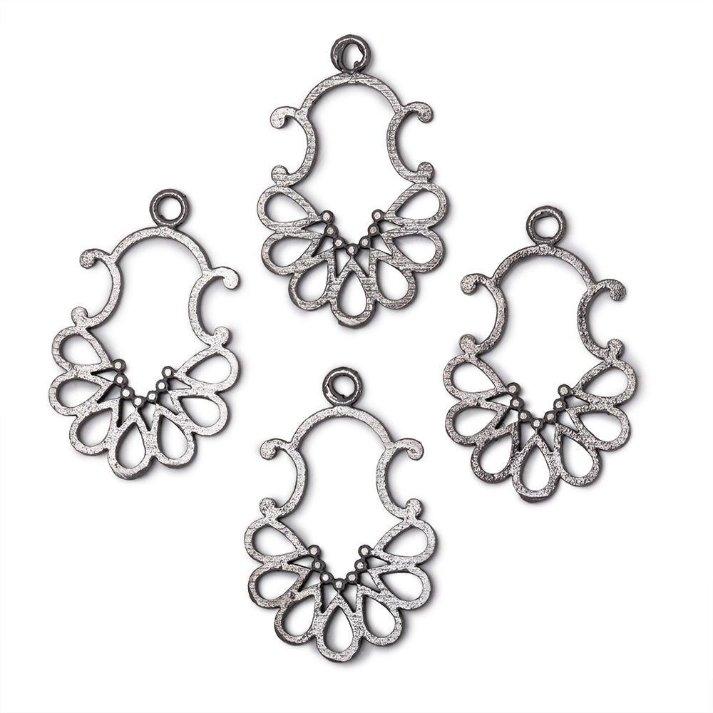 25x19mm Brushed Filigree Charm Set of 4 pieces - AtlantaFindingsCompany