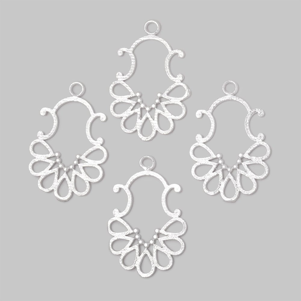25x19mm Brushed Filigree Charm Set of 4 pieces - AtlantaFindingsCompany
