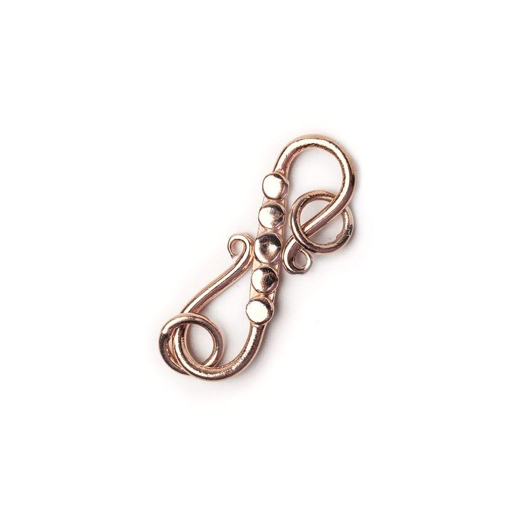 25x8mm Rose Gold Plated .925 Sterling Silver S - Hook Clasp with 5 Polka Dots (1 Piece) - AtlantaFindingsCompany