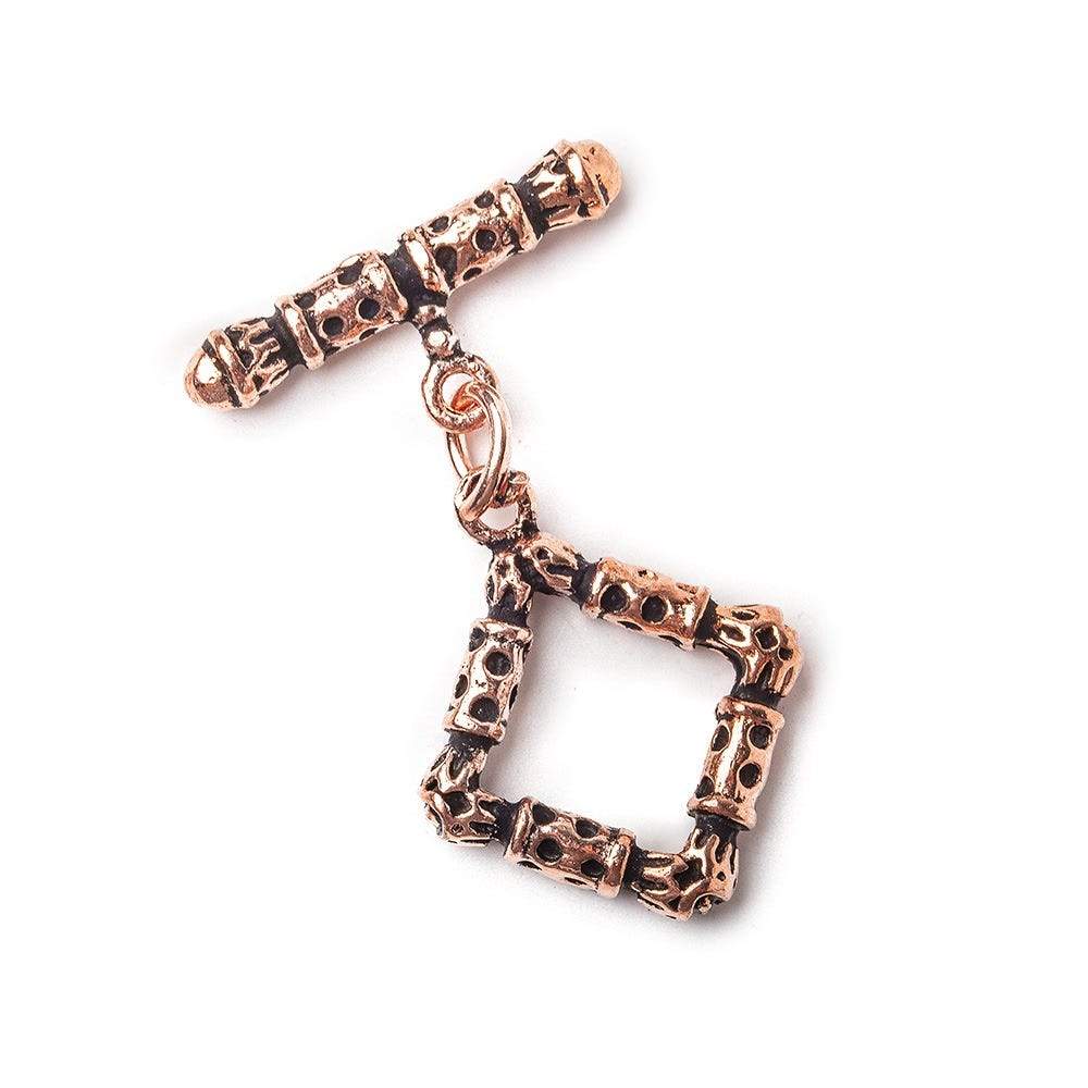 26mm Copper Toggle - Square Bamboo Design (1 Piece) - AtlantaFindingsCompany