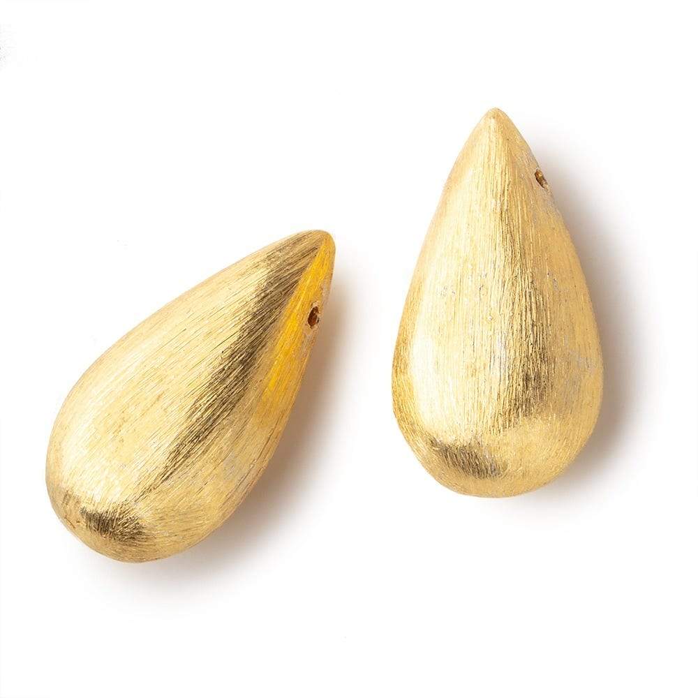 26x14x9mm 22kt Gold Plated Pear Bead - Brushed Finish (Set of 2) - AtlantaFindingsCompany