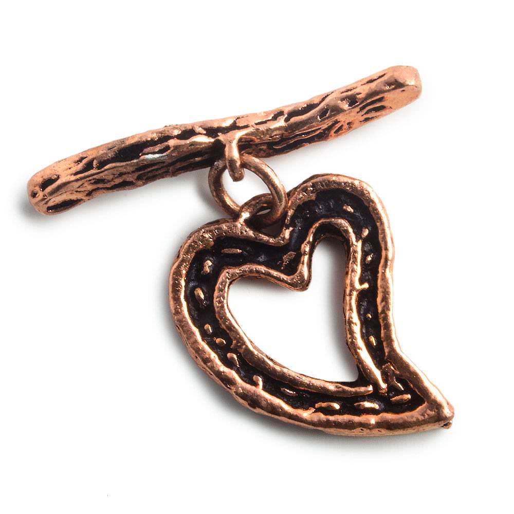 26x20mm Antiqued Copper Heart Toggle Clasp - AtlantaFindingsCompany