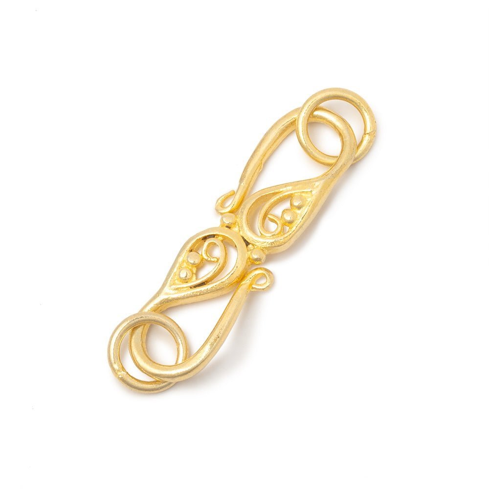 26x7.5mm Sterling Silver Vermeil Paisley S Hook Clasp - AtlantaFindingsCompany